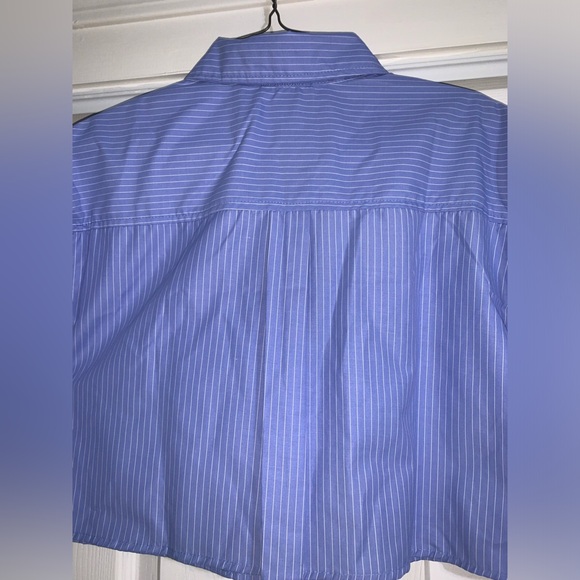 Women’s/Juniors Thread Story Striped Cropped Button Down Shirt Blue/White Large - Picture 5 of 5